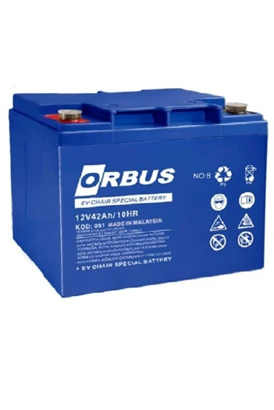 ORBUS 12V 42 AH ENGELLİ ARAÇ AKÜSÜ EBATLAR: 197x165x175mm ürün görseli 1