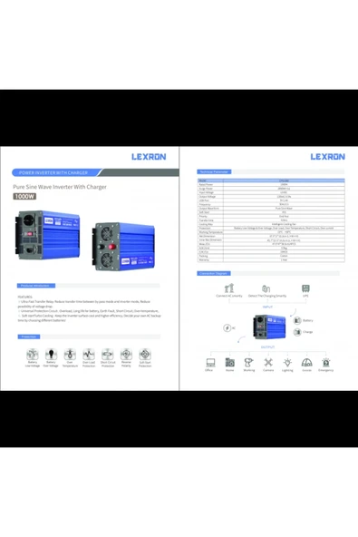 Lexron 12V 1000W Tam Sinüs İnverter - Resim 3
