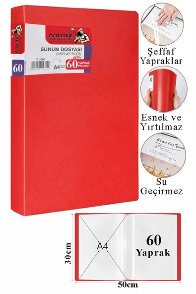 Sunum Dosyası 80 li 1 Paket Poşet Dosyalı Katalog Dosyası 80 Poşetli Kendinden Dosya Plastik Kapaklı ürün görseli 1