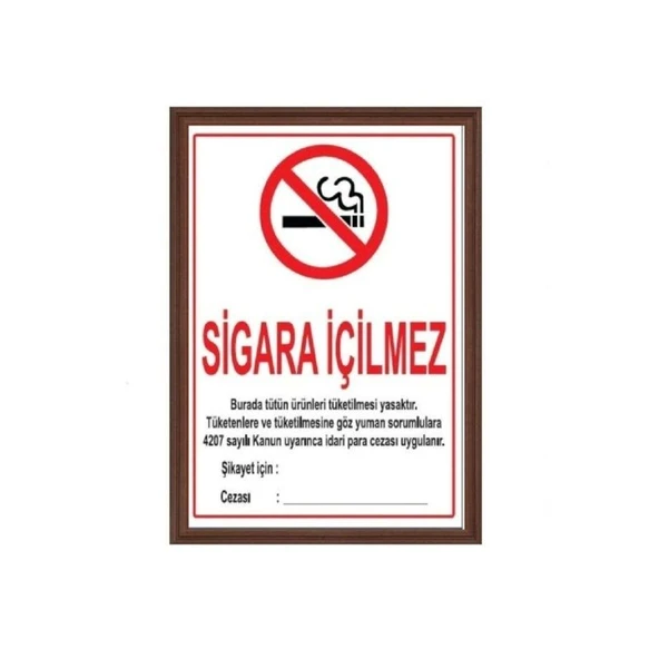 SİGARA İÇİLMEZ LEVHASI (MDF Çerçeve) ürün görseli 1
