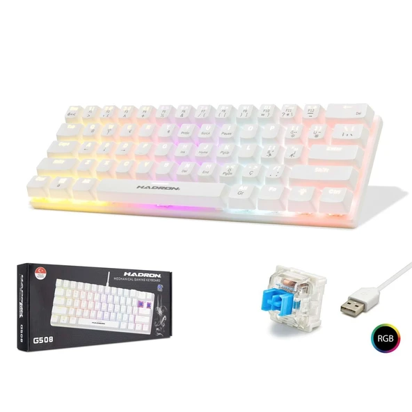 HADRON G508B Mekanik Gaming Mini Klavye Blue Switch RGB - Beyaz ürün görseli 1