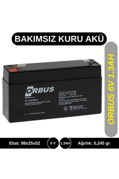 ORBUS 6v 1.3ah Bakımsız Tip Kuru Akü ürün görseli 1