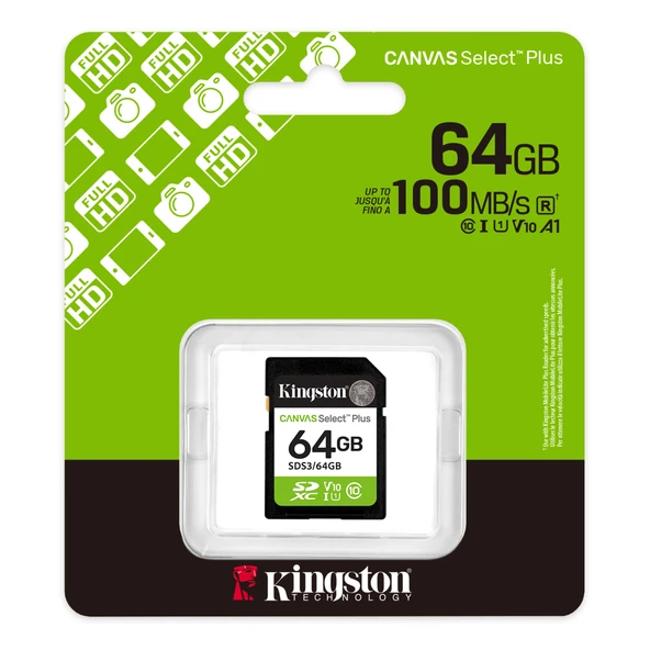 KINGSTON 64GB SDXC Kart Canvas Select Plus SDS3/64GB ürün görseli 1