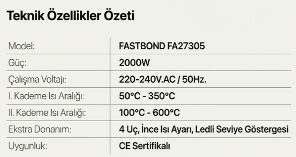Fastbond Sıcak Hava Tabancası FA27305 - Resim 7