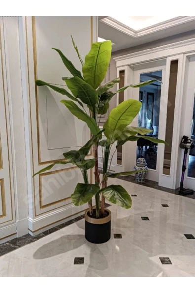 GenelTedarik Metal Gold Siyah Saksılı 200 Cm Yapay Muz Ağacı Yapay Ağaç ürün görseli 1
