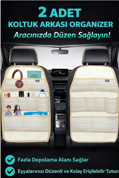 Bod Ecolux Serisi Araba Oto Koltuk Arkası Eşya Düzenleyici Araç içi Organizer 2'li Set ürün görseli 1