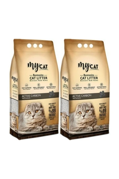My Cat Mycat Aktif Karbon Topaklaşan Bentonit Kedi Kumu X2 Adet (İNCE TANE) ürün görseli 1