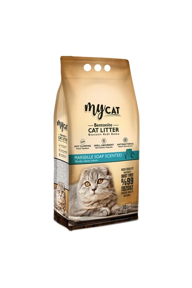 My Cat mycat (10 LT) bentonit kedi kumu marsilya sabun kokulu ( kalın tane ) ürün görseli 1