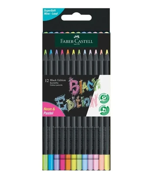 Faber Castell Black Edition Kuru Boya Pastel-Neon 12Li ürün görseli 1