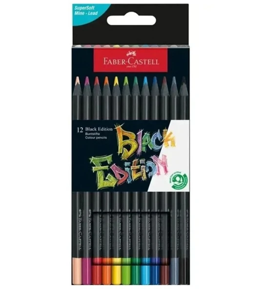 Faber Castell Black Edition Kuru Boya 12Li ürün görseli 1