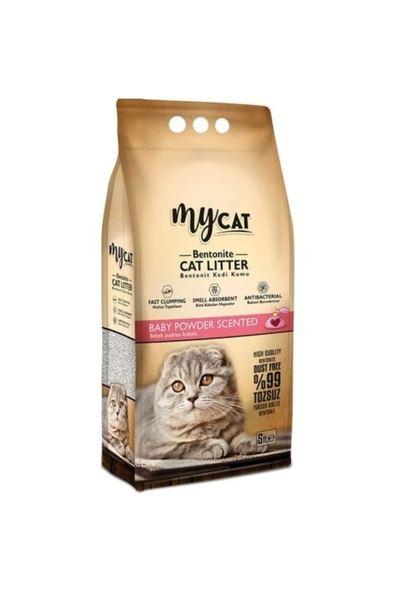 MyCat Mojo Black My Cat Mycat Bebek Pudralı Topaklaşan Bentonit Kedi Kumu 10lt (İNCE) ürün görseli 1