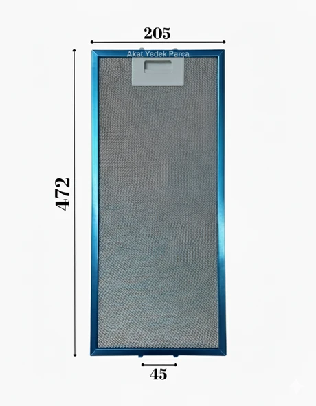 En 205mm Boy 472mm Arka Tırnak Arası 45mm Aspratör Filtresi ürün görseli 1