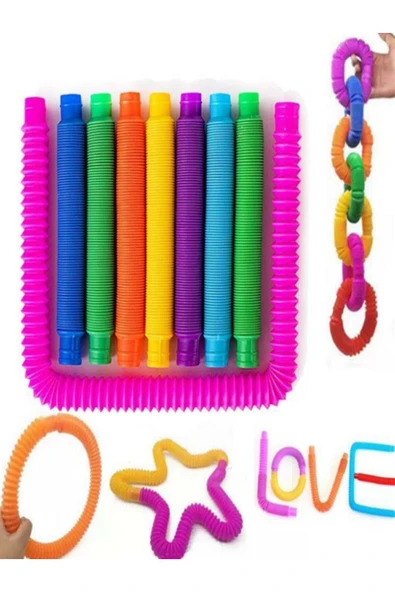 KAYAX Pop Tubes Katlanır Boru Oyuncak 5 Renkli Set - Resim 3