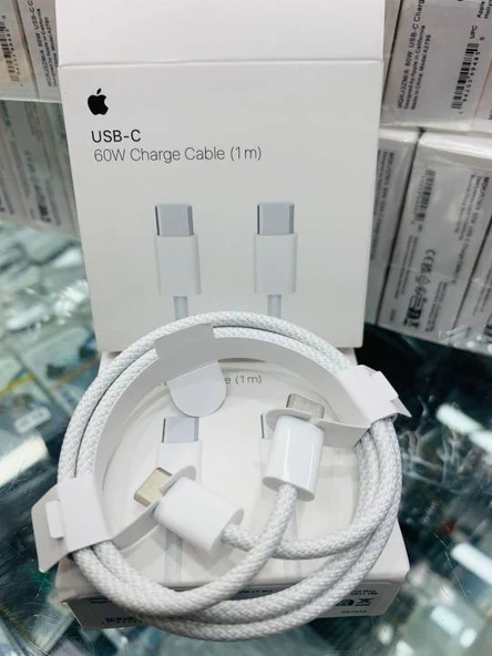 Apple iPhone için USB C - Type C 60W 2 Hızlı Şarj Veri Kablosu Apple Type-C - Type-C PD Şarj Kablosu 1m Beyaz ürün görseli 1
