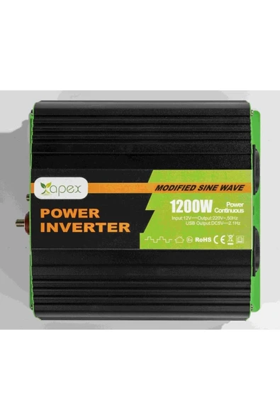 Apex 1200 W Watt 12 V Volt Modifiye Sinüs Inverter Invertör 220 Dönüştürücü Çevirici ürün görseli 1
