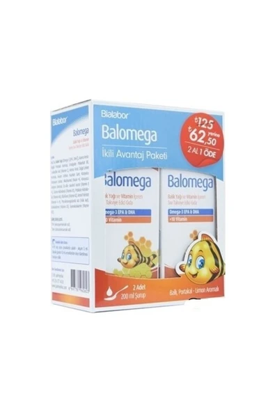 BİOLABOR Balomega Şurup 2'li Avantaj Paketi 200 ml ürün görseli 1