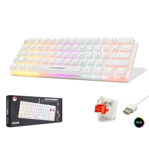 HADRON G508R Mekanik Gaming Mini Klavye Red Switch RGB - Beyaz ürün görseli 1
