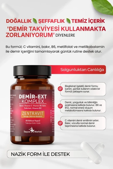 DEMİR-EXT KOMPLEX (Ferroz Bisglisinat) 60 Bitkisel Kapsül %50 İNDİRİM - Resim 6