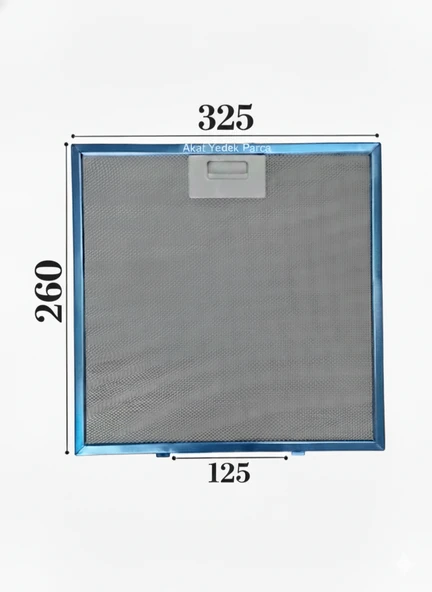 En 325mm Boy 260mm Arka Tırnak Arası 125mm Aspratör Filtresi ürün görseli 1