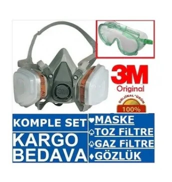 3M 6200 Full Takım Gaz Maskesi Orta Boy + Gözlük ürün görseli 1
