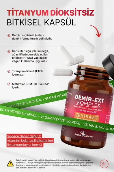 DEMİR-EXT KOMPLEX (Ferroz Bisglisinat) 60 Bitkisel Kapsül %50 İNDİRİM - Resim 4