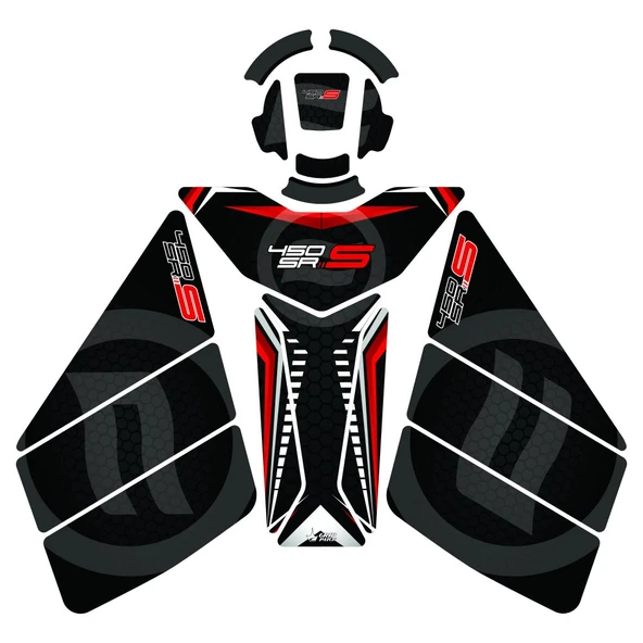 Grippatch CF Moto 450 SR (2023-2024) Uyumlu 17 Parça Tank Pad Seti GC16-R1 ürün görseli 1