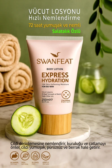 SWANFEAT Vücut Losyonu Salatalık Özlü, E Vitaminli Hızlı Nemlendirme Yağlı Ciltler Için 150ml ürün görseli 1