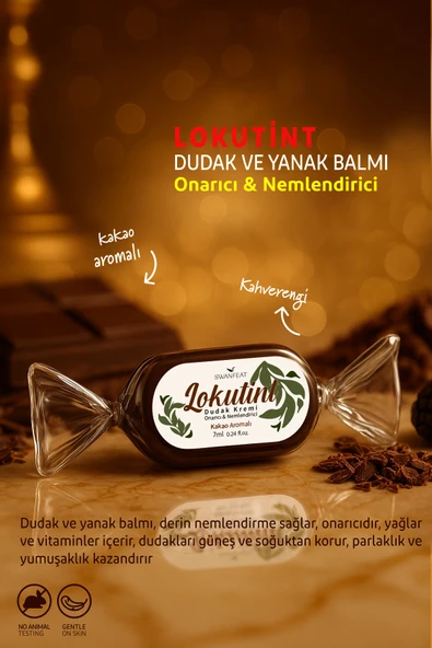 SWANFEAT Lip Balm, Onarıcı, Nemlendirici, Shea Butter & Jojoba Oil, Hafif Kahverengi Işıltı 7ml ürün görseli 1