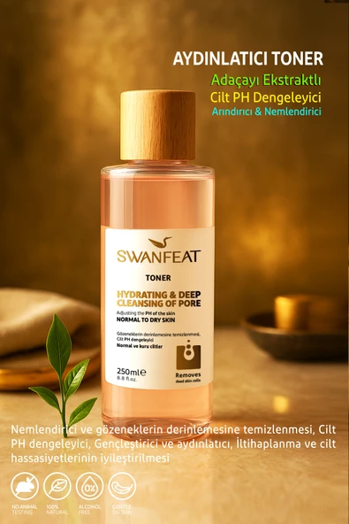 SWANFEAT Aydınlatıcı Toner, Adaçayı Ekstraktlı Cilt PH Dengeleyici, Arındırıcı & Nemlendirici 250ml ürün görseli 1