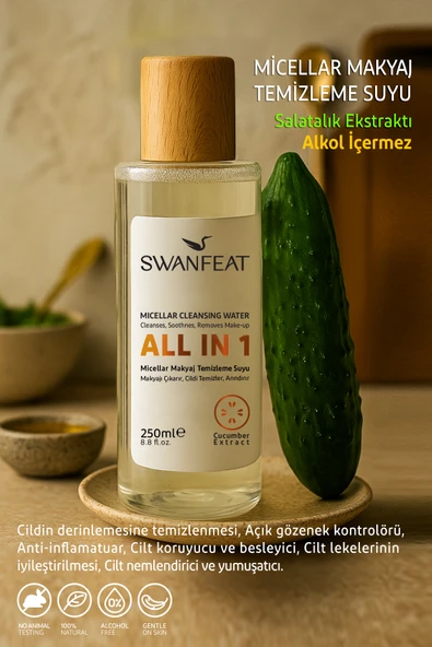 SWANFEAT All in 1 Micellar Makyaj Temizleme Suyu Arındırıcı Canlandırıcı Alkolsüz 250ml ürün görseli 1
