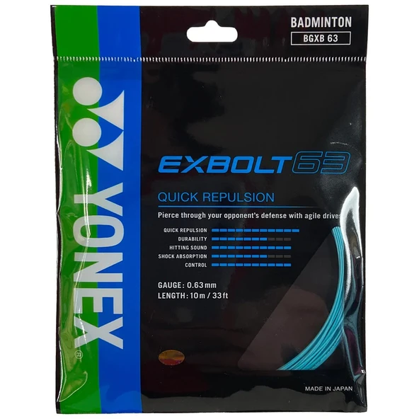 Yonex - Exbolt 63 - 0.63 - 10 M - Turkuaz - Badminton Kordajı ürün görseli 1