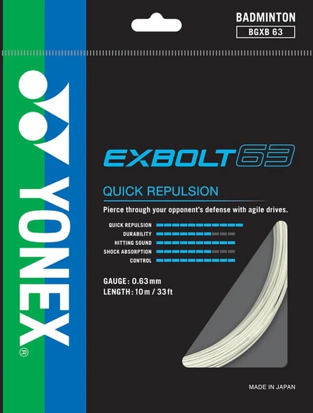 Yonex - Exbolt 63 - 0.63 - 10 M - Beyaz - Badminton Kordajı ürün görseli 1