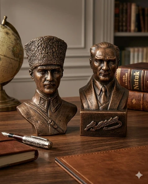 Tedi Sanat Mustafa Kemal Atatürk Büst Heykel 2li ürün görseli 1
