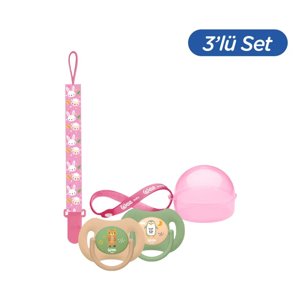Wee Baby Duo Simetrik Uçlu Emzik 0-6 Ay No:1 KIZ (Kutu ve Band Seti) ürün görseli 1