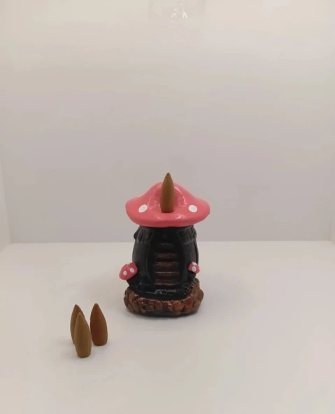 TediSanat Pembe Mantar Mini Geri Akış Konik Tütsülük Buhurdanlık ürün görseli 1