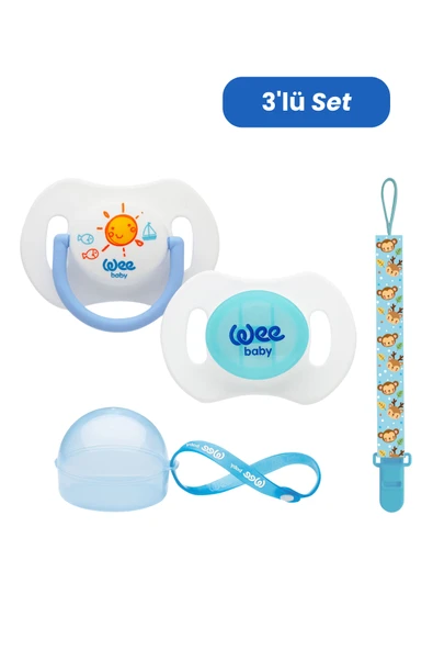 Wee Baby 2'li Gece Gündüz Emzik No:2 MAVİ (Kutu ve Band Seti) ürün görseli 1