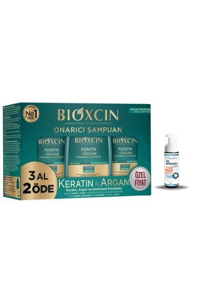 Keratin Ve Argan Onarıcı Şampuan 300 ml - 3 Al 2 Öde Hediye Diş Beyazlatıcı Köpük ürün görseli 1