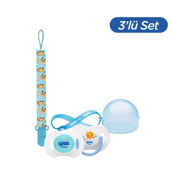 Wee Baby 2'li Gece Gündüz Emzik No:1 MAVİ (Kutu ve Band Seti) ürün görseli 1