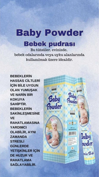 Darshan Baby Powder Bebek Pudrası Tütsü 20 Çubuk ürün görseli 1