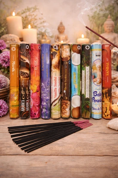 Tedisanat Darshan Çubuk Tütsü 200 Adet (10 Paket) | Çubuk Tütsülük Hediyeli Ekonomik Set ürün görseli 1