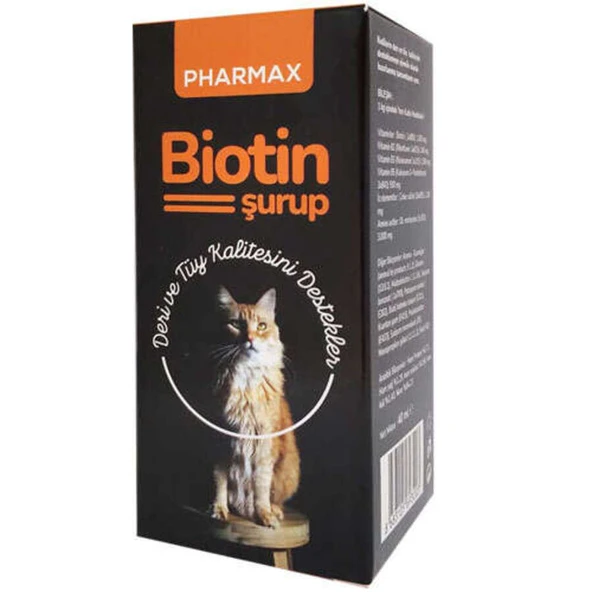 Pharmax Biotin Şurup 40 ml Kedi, Köpek ve Kuş Tüy Dökülme Önleyici Likit Vitamin ürün görseli 1