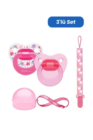 Wee Baby 2’li Damaklı Emzik No:1 - KIZ (Kutu ve Band Seti) ürün görseli 1