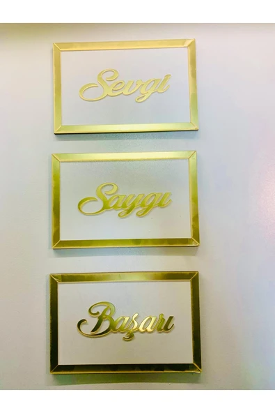 Dekor Treni Gold/Beyaz Saygı-Sevgi-Başarı Duvar Dekoru ürün görseli 1