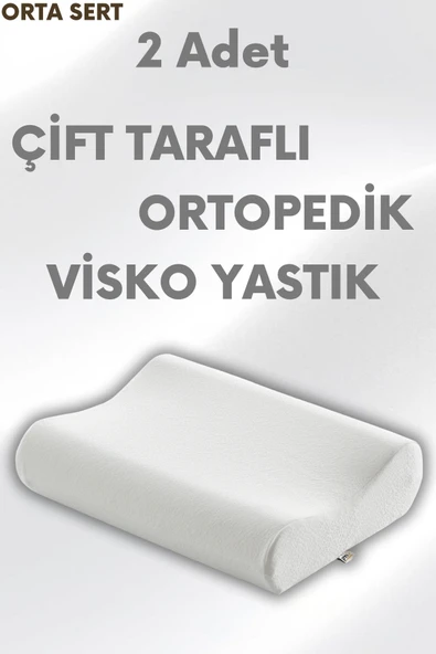 Pillow Market Çift Taraflı Visko Boyun Destek Yastığı - Ortopedik Anti Stres Süper Soft [2 Adet] (Orta Yumuşak) ürün görseli 1