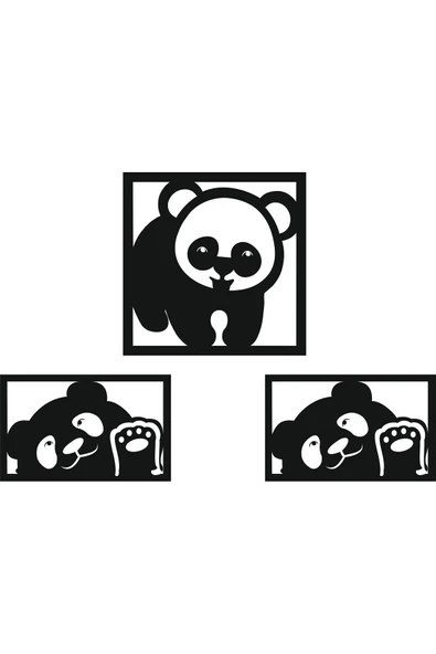Dekor Treni DEKOR TRENİ 3'lü panda duvar dekor tablo seti ürün görseli 1