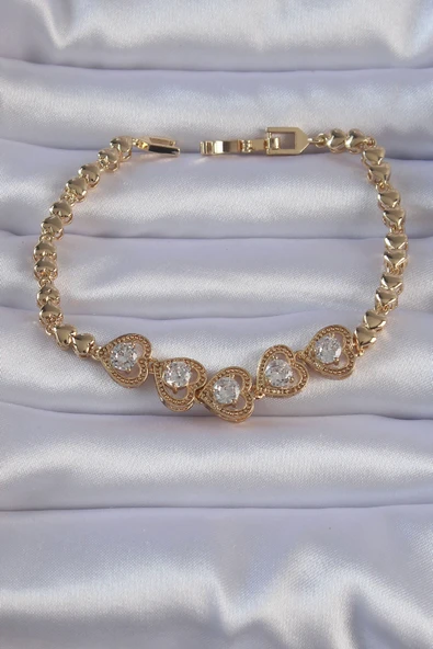 Pirinç Gold Renk İçi Zirkon Taşlı Figürlü Bileklik ürün görseli 1