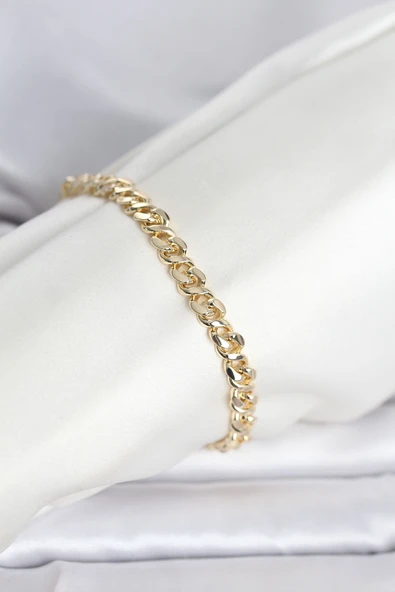 Cm 14K Gold Renk Yassı Zincir Model Kadın Bileklik ürün görseli 1