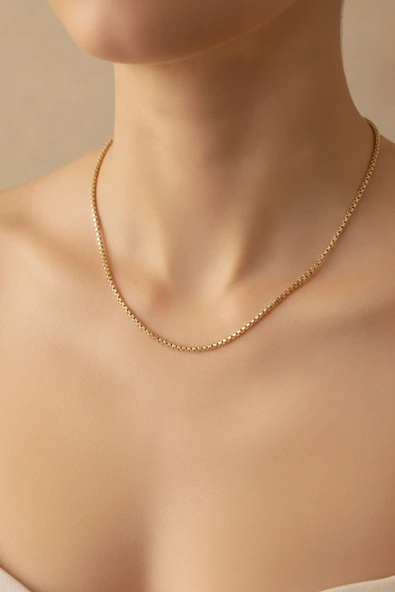14K Gold Renk Kaplama Zincir Model Cm Kadın Kolye ürün görseli 1