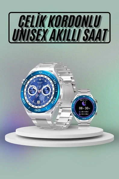 Akıllı Saat Çelik Kordonlu Amoled Ekran Android İos Uyumlu Çağrı Cevaplayabilen ürün görseli 1