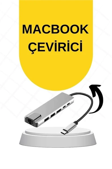 Macbook Pro/Air Uyumlu Usb Type-C 8 In 1 Hub Dönüştürücü Çevirici Çoklayıcı Usb Hdmı Micro Sd 8 Girişli - Resim 2